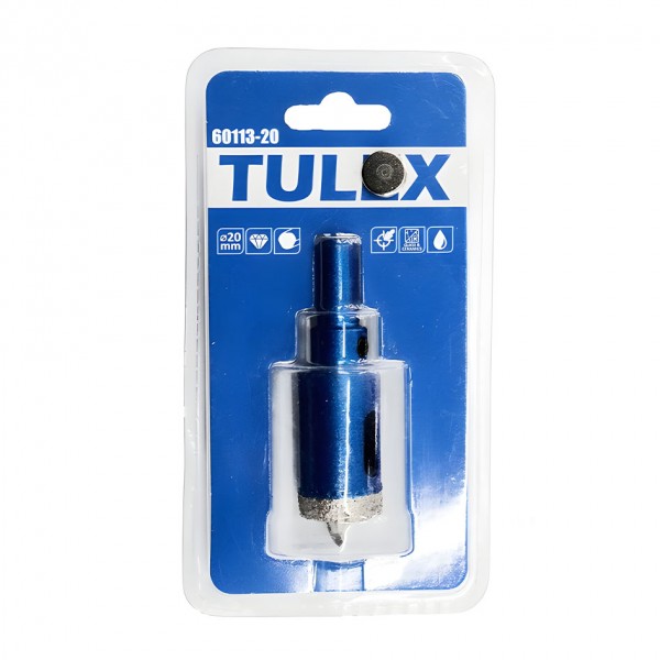 Коронка алмазная по стеклу и керамической плитке TULEX 60113-20