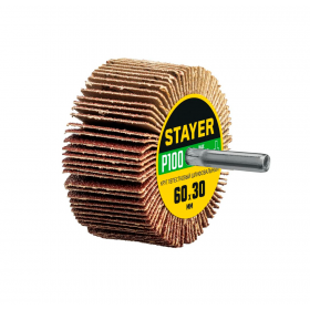Шлифовальный лепестковый круг на шпильке STAYER (60x30 мм, P100, 36608-100) 