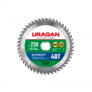 Диск пильный по дереву URAGAN Expert (230х32/30 мм; 48Т) 36802-230-32-48_z01 