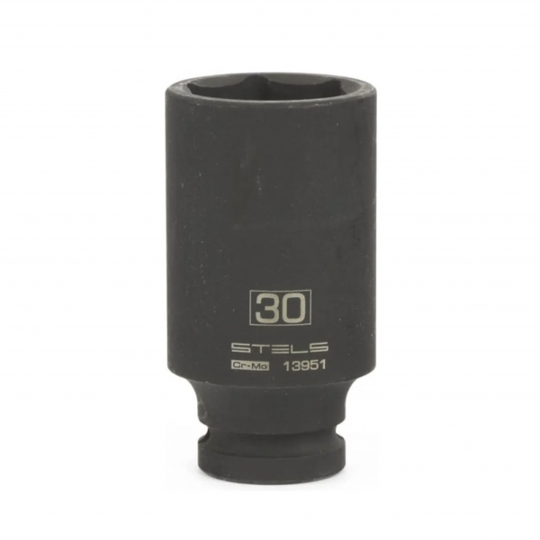 Головка ударная удлиненная шестигранная, 30 мм, 1/2", CrMo // Stels