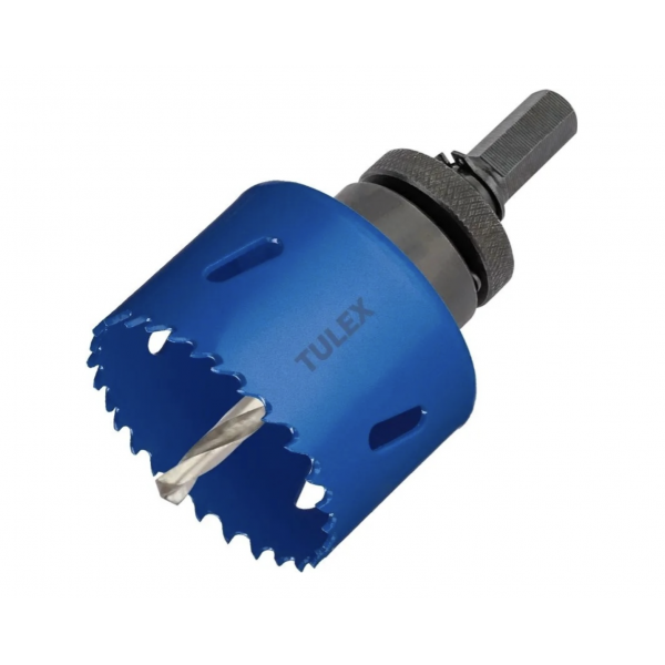 Коронка биметаллическая TULEX 601013‑051, с центрирующим сверлом и шестигранным хвостовиком, 51 мм (шт.)