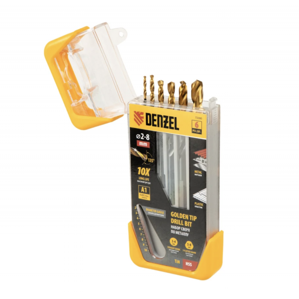 Набор сверл по металлу DENZEL Golden Tip (6 шт.)